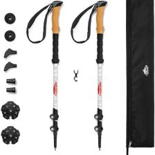 Trekking Poles - Carbon Fiber Monopod Walking or Hiking Sticks with with Accessories Mount and Adjustable Quick Locks