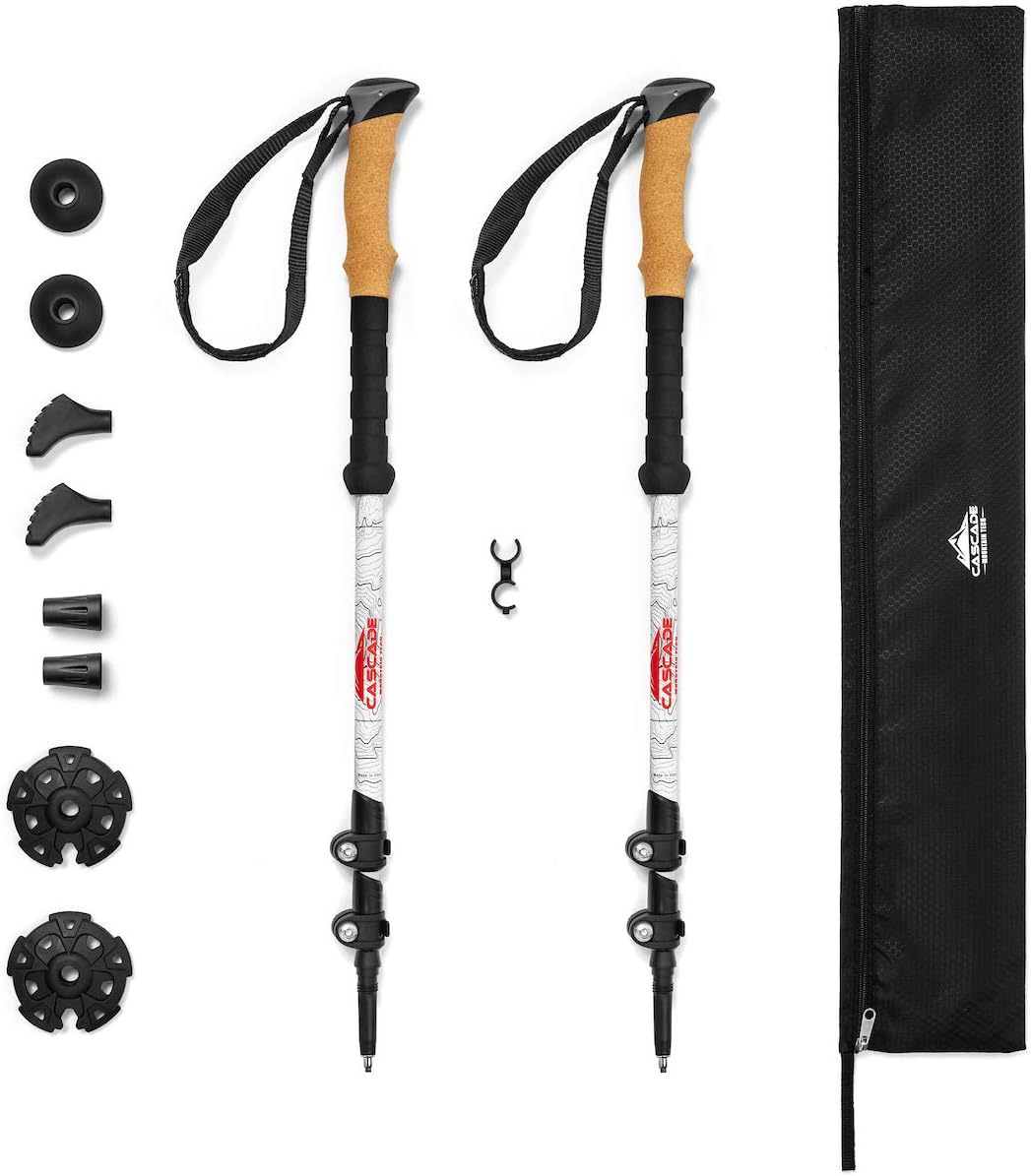 Trekking Poles - Carbon Fiber Monopod Walking or Hiking Sticks with with Accessories Mount and Adjustable Quick Locks