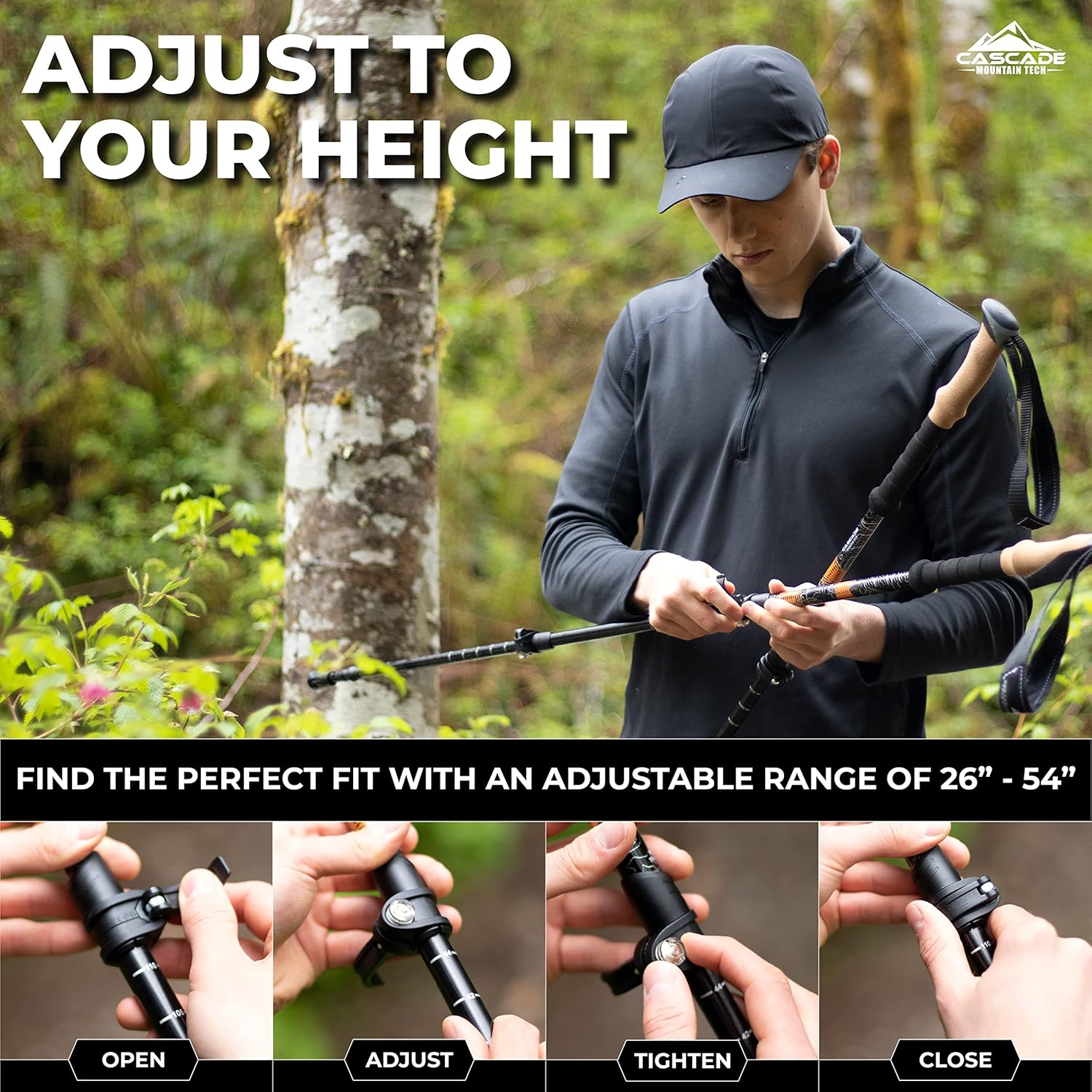Trekking Poles - Carbon Fiber Monopod Walking or Hiking Sticks with with Accessories Mount and Adjustable Quick Locks - Image 4