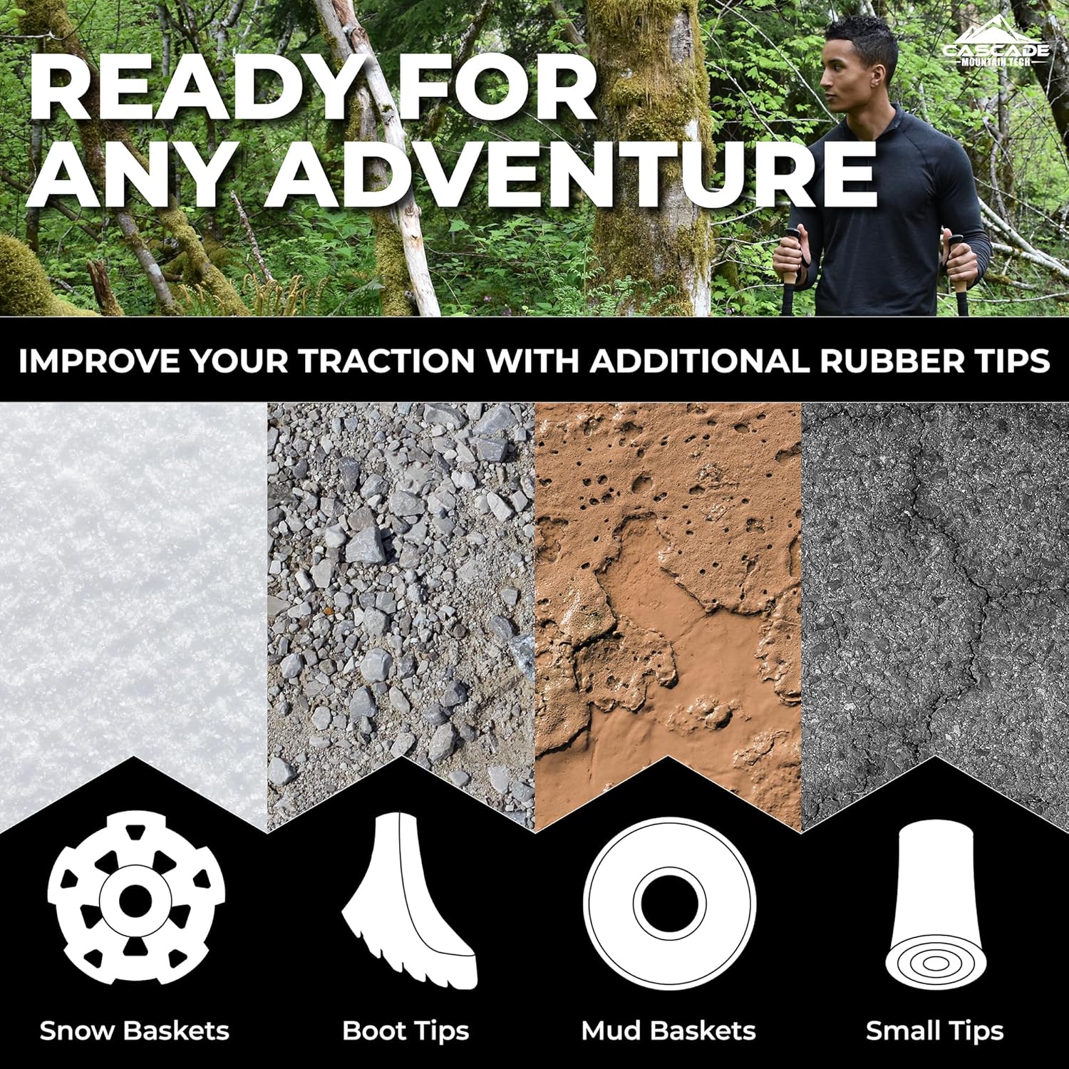 Trekking Poles - Carbon Fiber Monopod Walking or Hiking Sticks with with Accessories Mount and Adjustable Quick Locks - Image 5